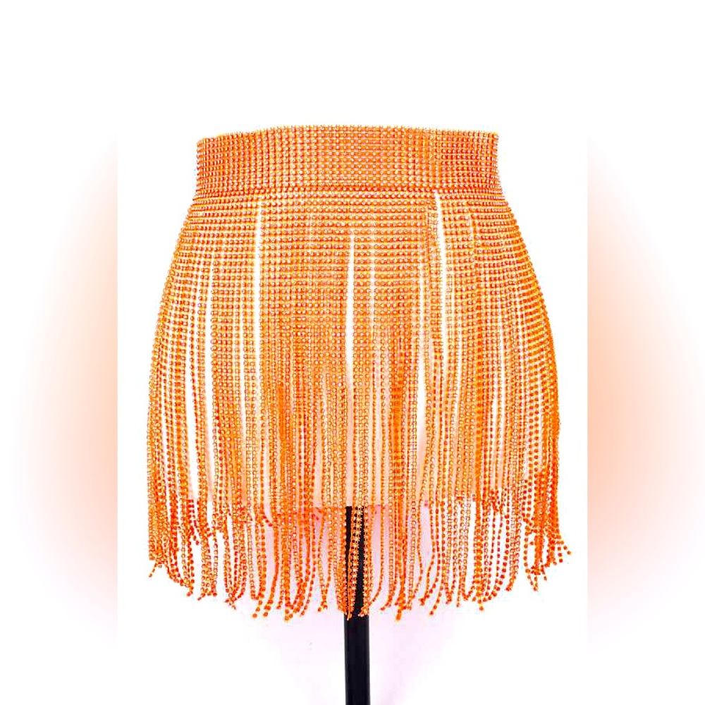 Rhinestone Fringe Chain Statement Belt - Picture 7 of 7